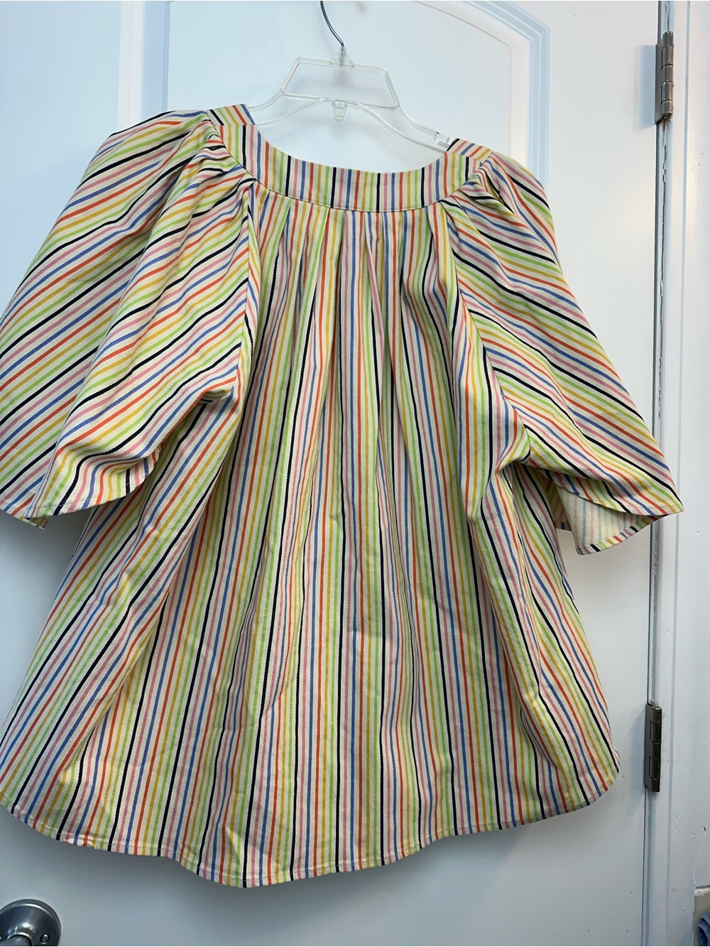 Tuckernuck Pomander Place Rainbow Striped Flutter-Sleeve Top - Picture 4 of 7